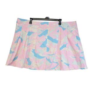 BP 3X Pink Blue Abstract Pleated Skirt Womens Plus Size Resortcore Beachy Pastel